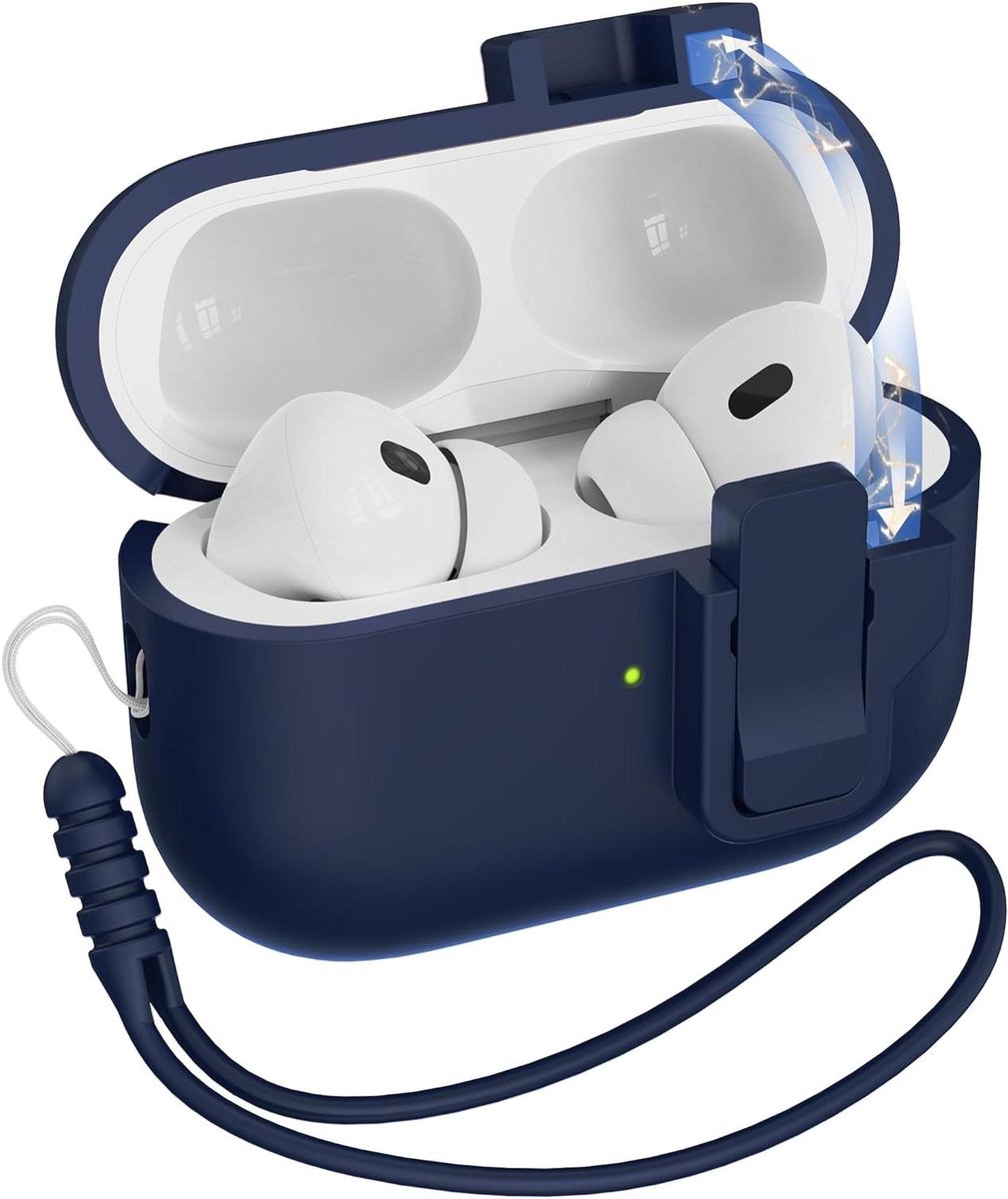 AirPods Pro Hoesje - Beschermhoes Oplader - Veilige Opslag - Militaire Bescherming - 8x6x1 cm - Nachtblauw