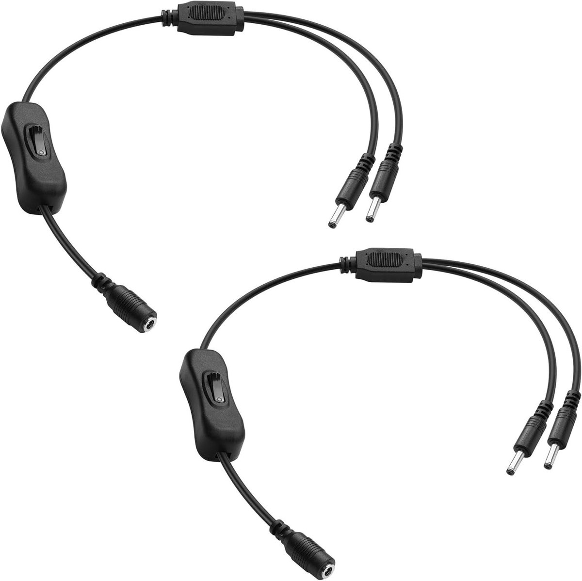 DC Stroomkabel Verlengkabel - Y Splitter Kabel - Apparaten Aansluiten - Met Aan/Uit Schakelaar - 30 cm - Zwart