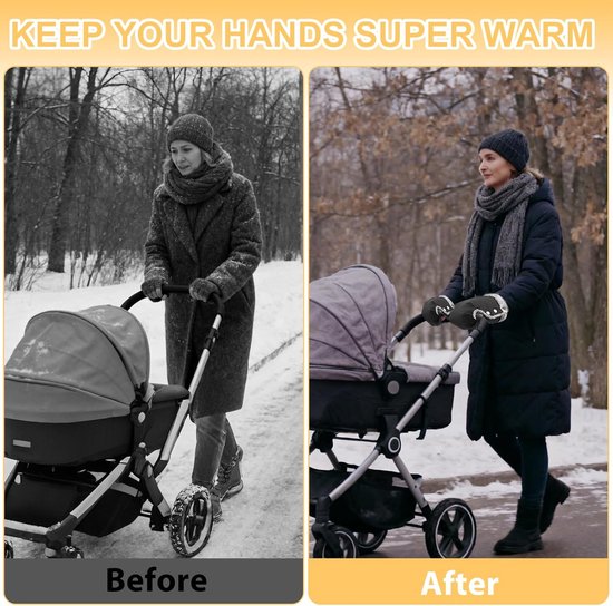 Waterdichte & Warme Wandelwagen Handmof - Universele Inloophandschoen voor Kinderwagen en Buggy — afbeelding 4