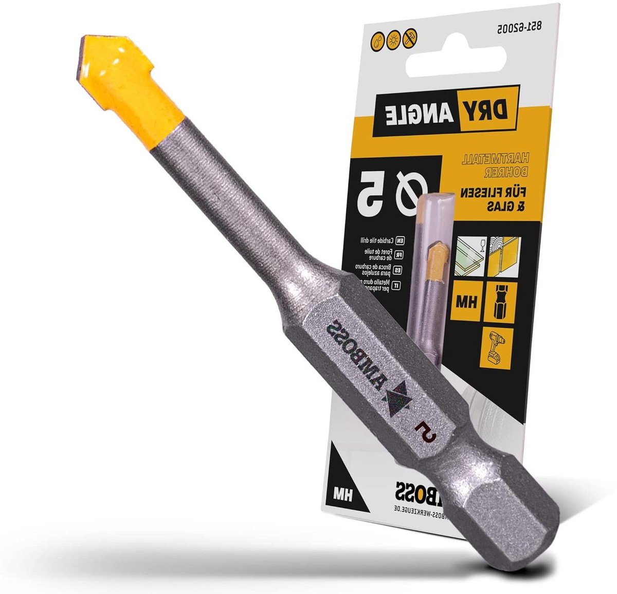 Tegelboor - Glasboor Keramiekboor - Muren Boren - Zeskantschacht Compatibel - 5 mm - Metaalkleur