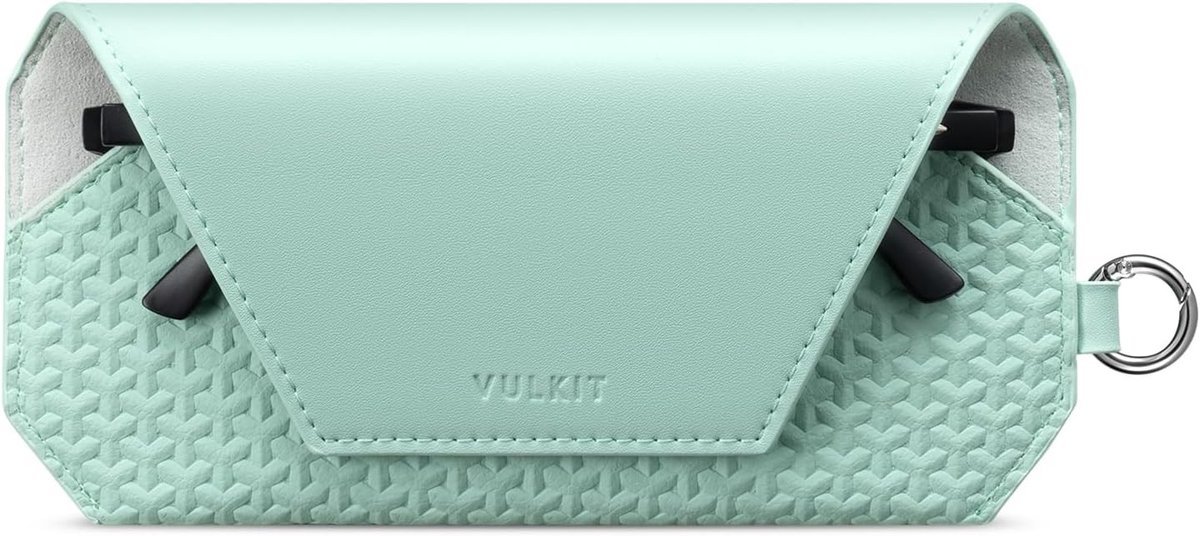 Draagbare Leren Brilcase voor Dames en Heren, Slanke Zonnebrilhouder, Geschikt voor Standaard Brillen en Zonnebrillen, Groen, Mintgroen, Unisex Ontwerp