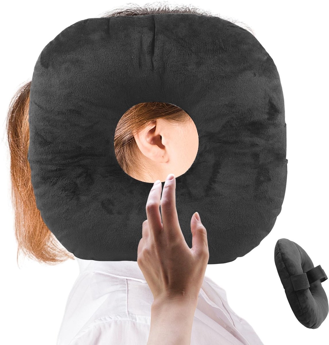 Dailygoods- Donutkussen met gat - Piercingkussen voor oorpijn - Slaapring voor zijslapers - Oorkussens - Holle design - 28 x 28 x 8 cm - Oorkussen