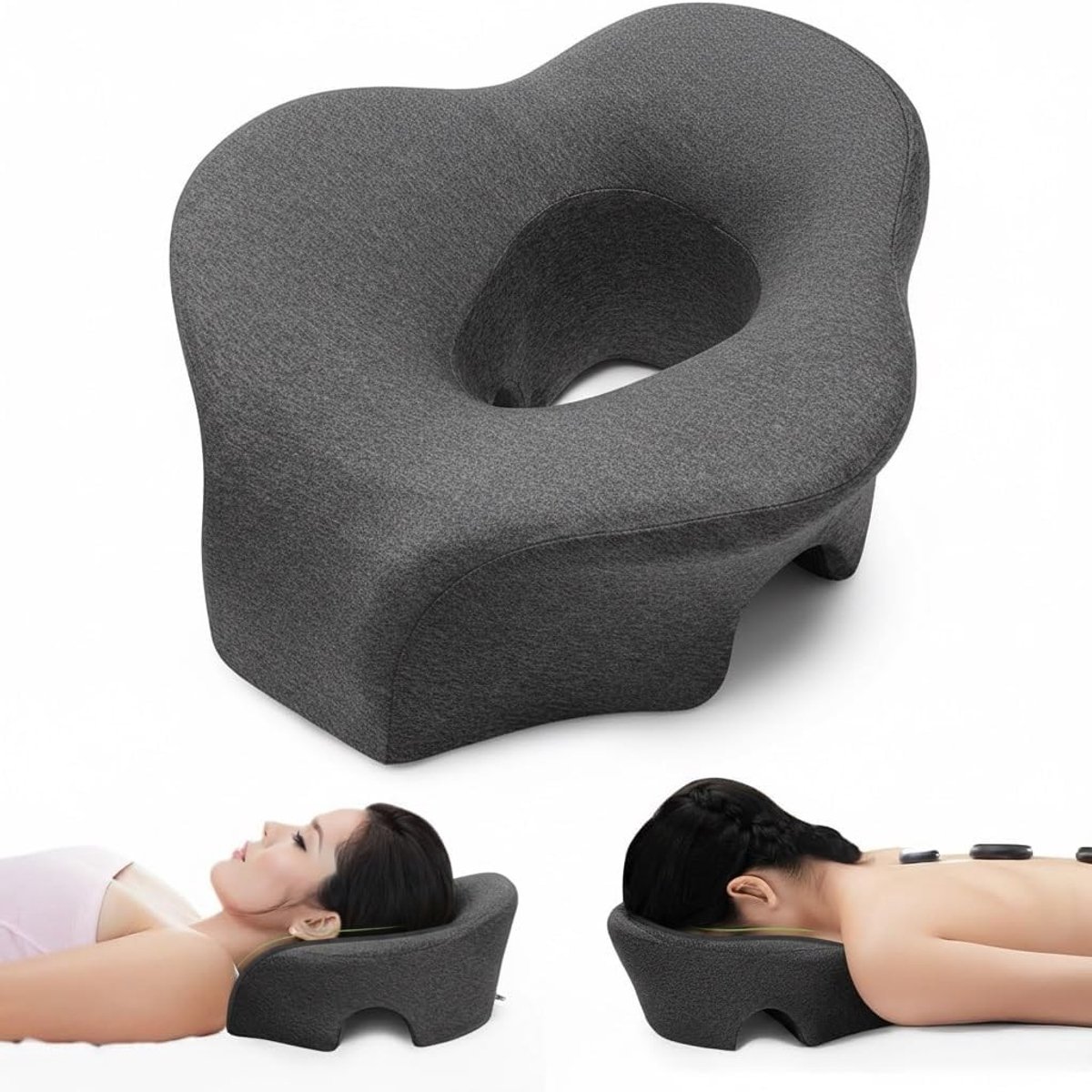 Verstelbare Massage Hoofdkussen voor Bed, Geheugenfoam Gezichtskussen met Gat voor Spa, Salon en Massagebehandelingen
