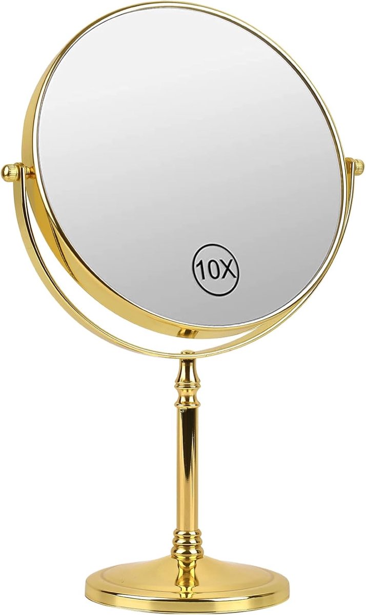 Thijox - Cosmetische Spiegel 8 inch Make-upspiegel 10x & 1x Vergrotende Tafelspiegel met 360° Draaibare Stand, Dubbelzijdige Scheerspiegel voor Badkam