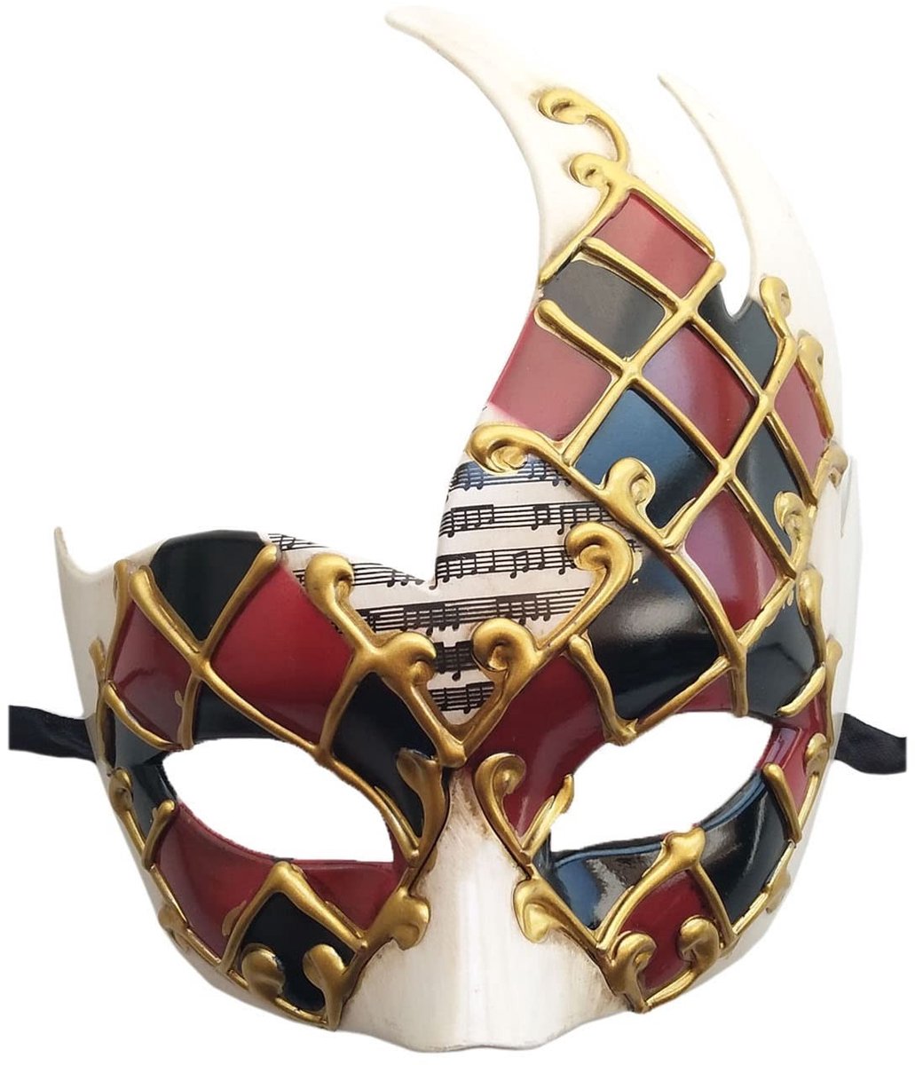 Dailygoods- Masker Vintage Venetiaanse - Geruite Half Mask - Mysterieuze Look - Maskerade - Feest - Handgeschilderd - Feestmasker