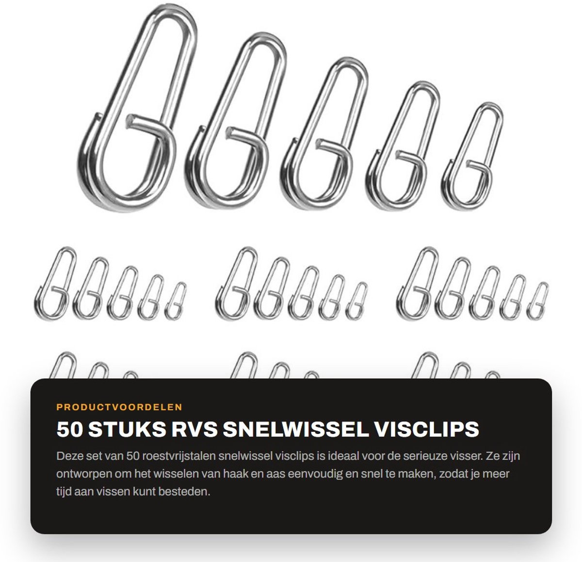 Dailygoods - 50 Stuks RVS Snelwissel Visclips voor Karpervissen
