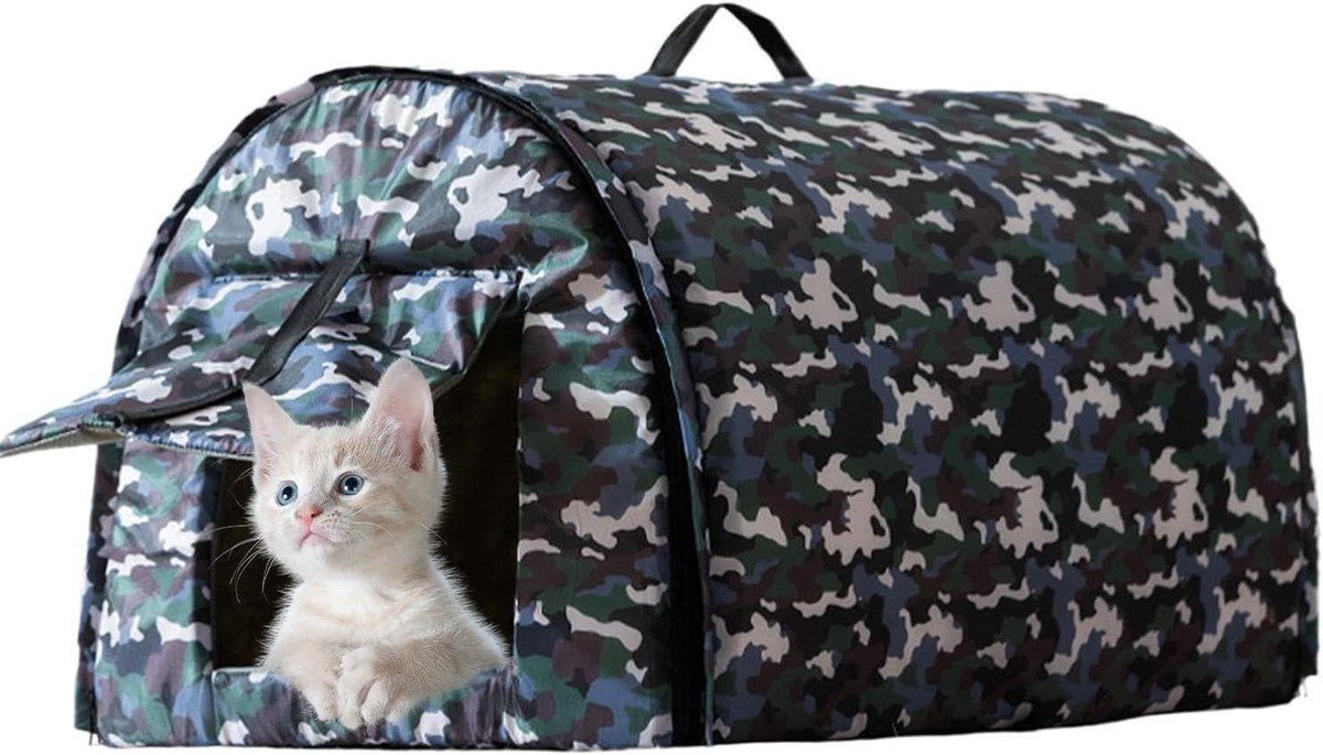 Kattenhuis Buiten - Dierenverblijf Outdoor - Bescherming tegen Weer - Waterdicht Oxford Materiaal - 40 x 35 x 35 cm