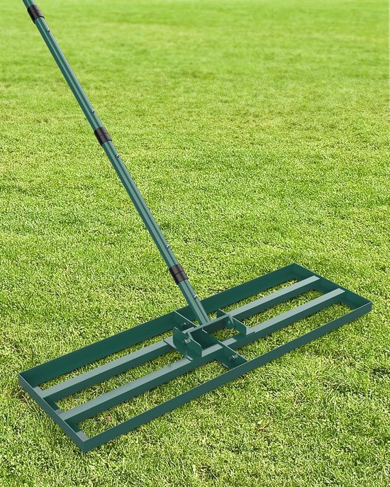 Gazonrakel - Zilver - 76 x 25 cm - Met Verstelbare Stalen Steel - Voor Tuin en Gazononderhoud — afbeelding 5