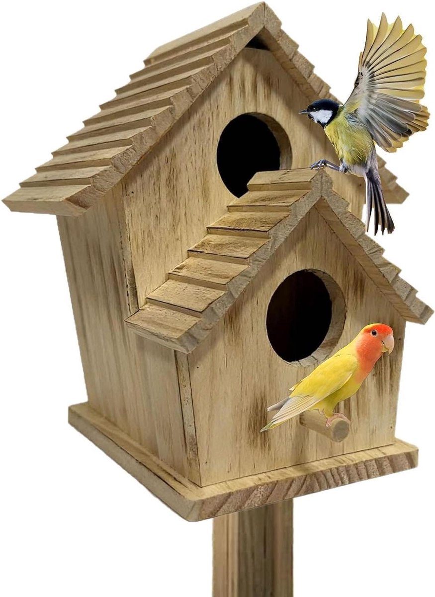 Houten Vogelhuis - Vogelhuisje Tuin - Vogels Nestelen - Veilige Nestruimte - 26 x 19 x 26 cm - Niet gespecificeerd