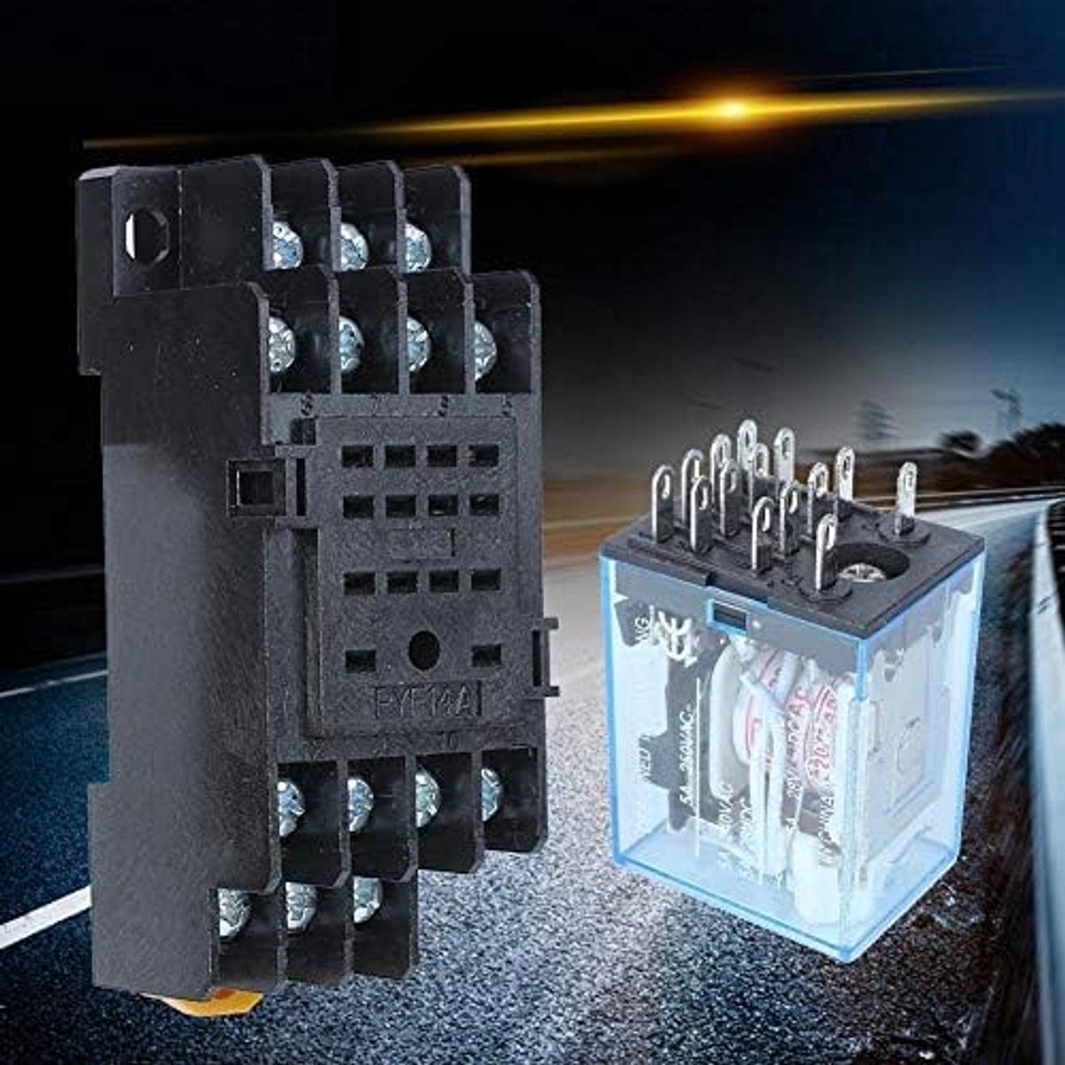 Electromagnetisch Power Relay met 14 Pin, Normaal Open en Normaal Gesloten, Geschikt voor DIN Rail (AC 220V)