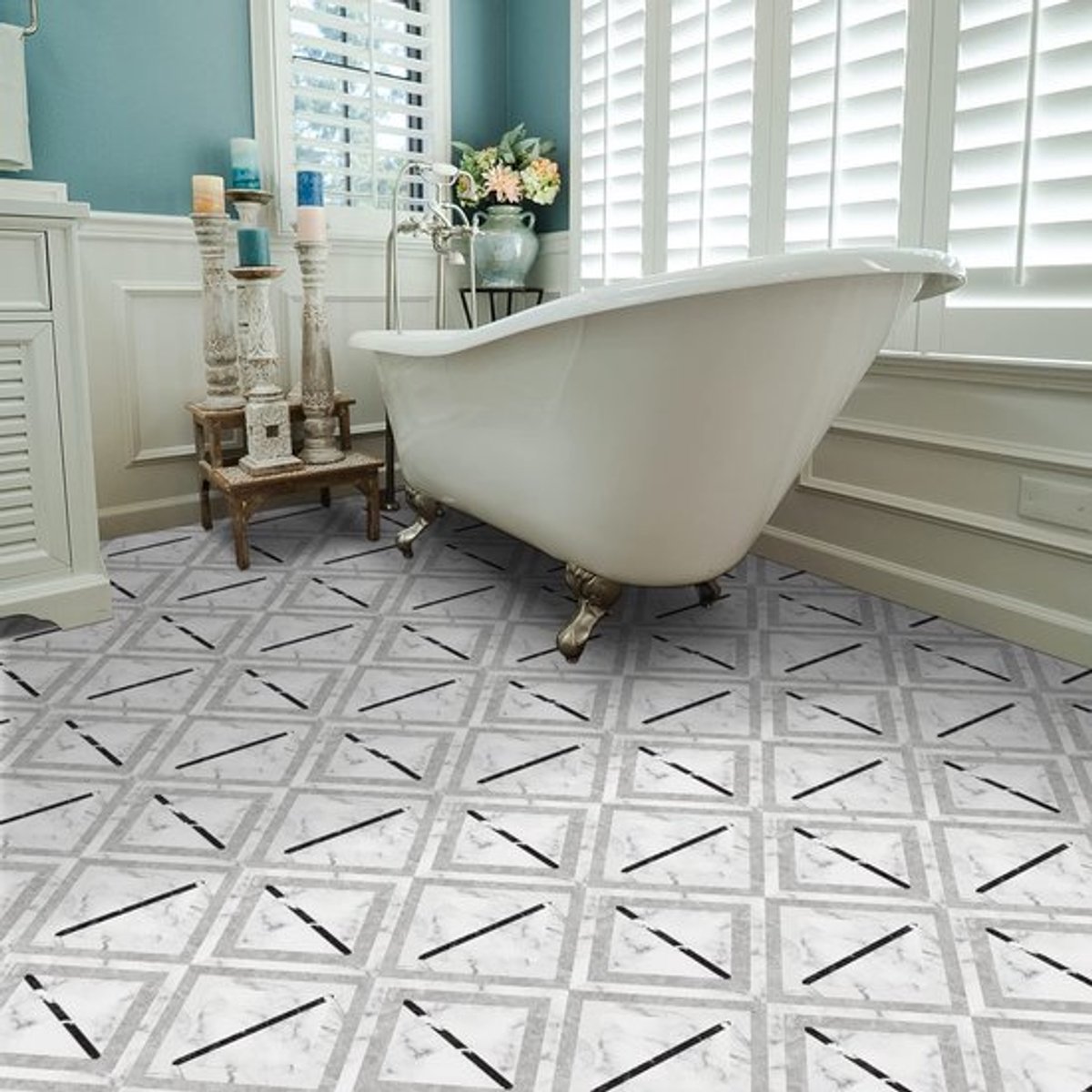 Vloertegels Waterdicht - Zelfklevend - Antislip - PVC - 30 x 30 cm - Geometrisch Marmer - Geschikt voor Woonkamer/Keuken/Badkamer - Vloersticker