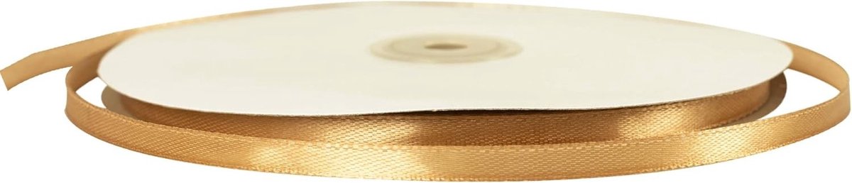 Dunne Champagne Gouden Satijnen Lint van 91m x 6mm voor Cadeauverpakking, Bruiloften en Feestdecoratie, Perfect voor Haarstrikken en Bloemenboeketten