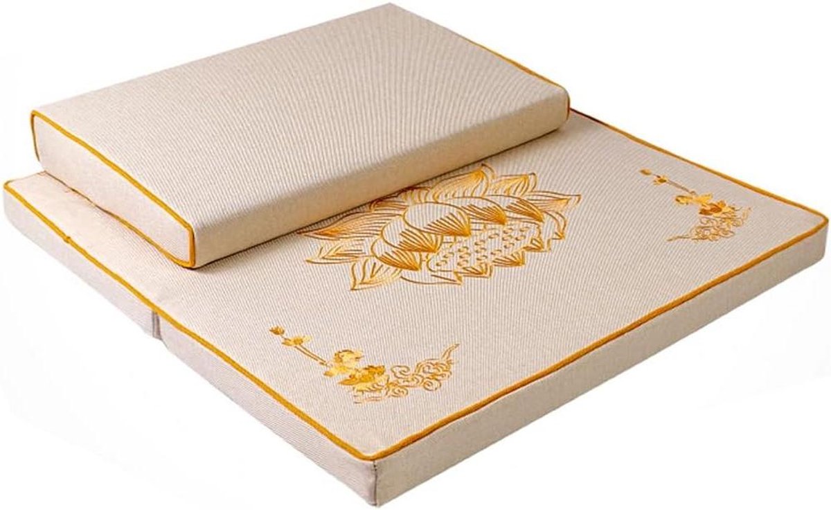 Tatami Vloerkussen - Meditatiekussen Yoga - Comfortabel Zitten - Handgemaakt Natuurlijk Materiaal - 60 cm - Beige
