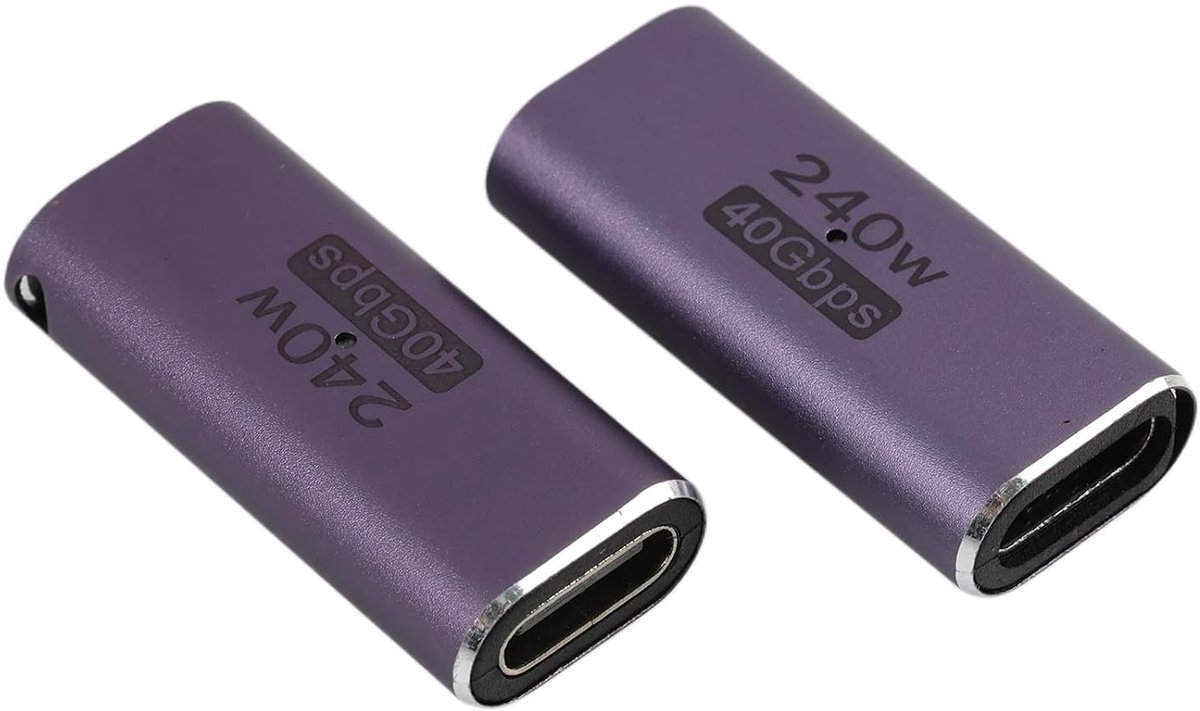 2 Stuks USB C Coupler Adapter, Vrouwelijke Verbinding, 40Gbps, 8K@60Hz, Snelladen, Video Link, USB Type C Extensie voor iPad, Switch en MacBook