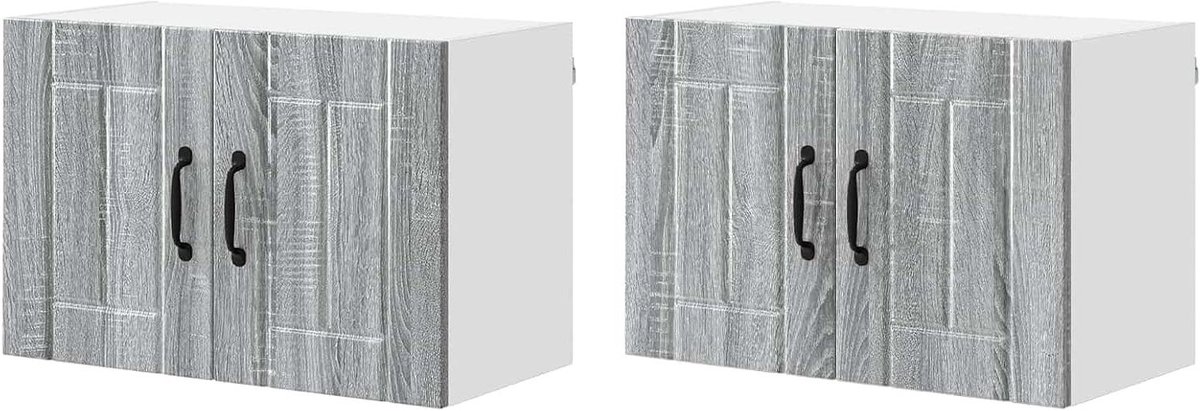 Hangkast met deuren - Wandkast Keuken - Keuken Organiseren - Met Houten Planken - 60 x 31 x 40 cm