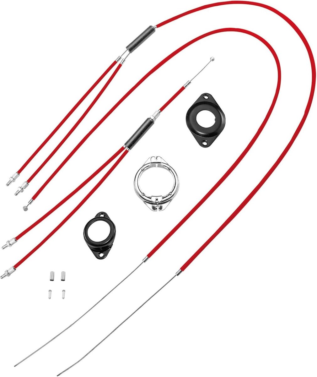 Complete BMX Rotor Kabelkit met Spinner voor 360 Graden Stuurrotatie en Freestyle Trucs - Voor Voor- en Achterrem, Rood