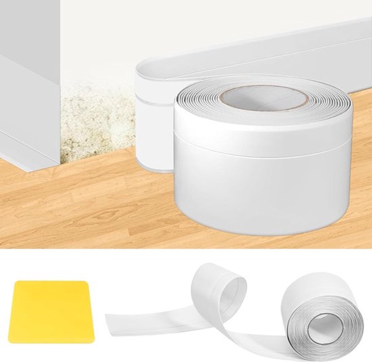 Zelfklevende Plinten 5 m 50 x 20 mm Flexibele Soft Plinten PVC Randbescherming voor Muren in Keuken en Woonkamer met Perfecte Hechting