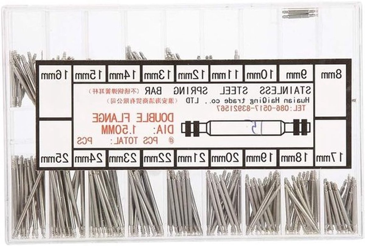 270 Stuks Horloge Armband Veerstangen en Link Pins van RVS voor Horlogeband Reparatie 8-25mm