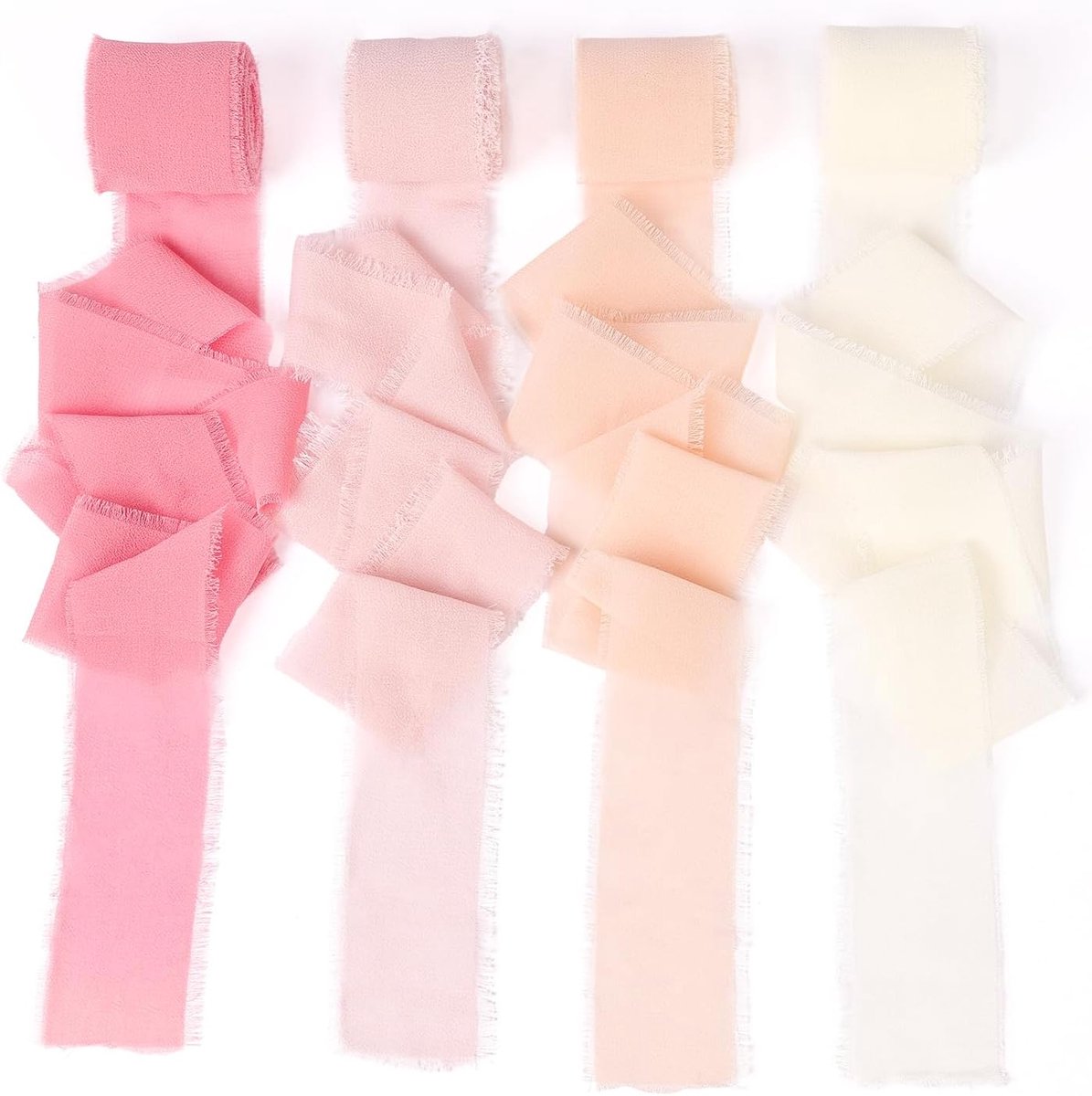 Chiffon lint - 3 - 8 cm x 20 m - cadeaulint - decoratief lint - handgemaakt met franjes - strik - bruiloft - festival - lint voor geschenkverpakking - boeket - huwelijksuitnodigingen