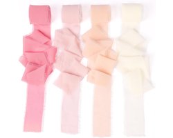 Chiffon lint - 3 - 8 cm x 20 m - cadeaulint - decoratief lint - handgemaakt met franjes - strik - bruiloft - festival - lint voor geschenkverpakking - boeket - huwelijksuitnodigingen