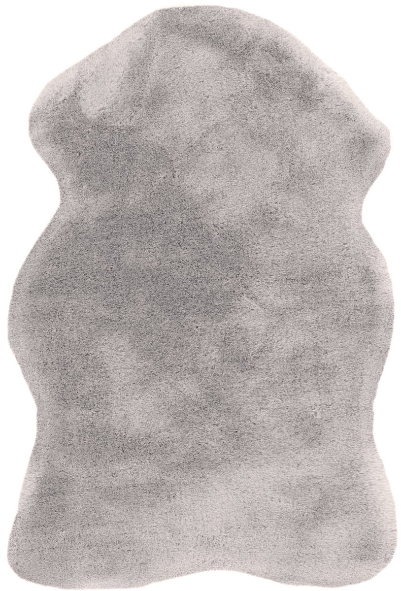 Padiro hoogpolig vloerkleed 60 x 90 cm - zilver - modern effen design - geschikt voor vloerverwarming - van polyester