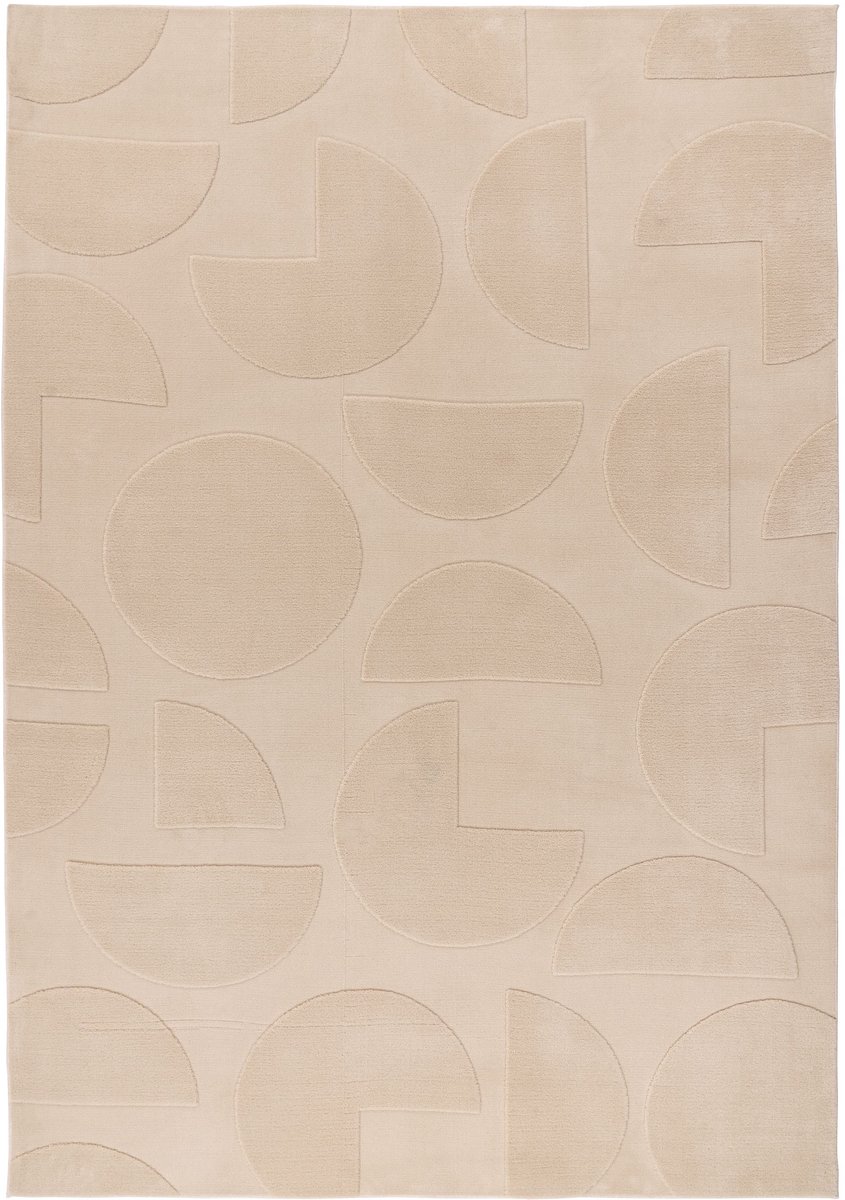 Padiro laagpolig vloerkleed 120 x 170 cm - beige - modern geometrisch patroon - geschikt voor vloerverwarming - van polyester