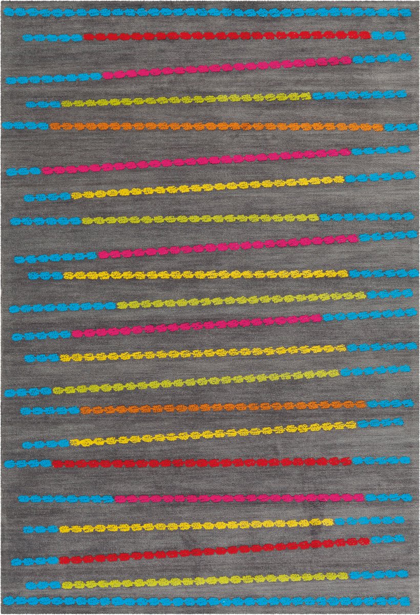 Padiro laagpolig vloerkleed 170 x 240 cm - meerkleurig / blauw - modern streeppatroon - geschikt voor vloerverwarming - van modacryl