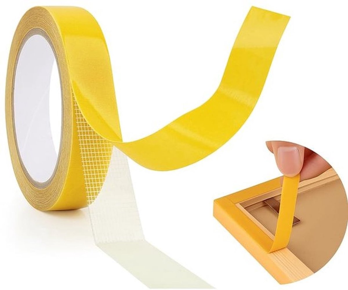 Tapijttape dubbelzijdig extra sterk - Plakband voor vloerbedekkingen - Plakband dispenser - Residuvrij - 20 mm x 20 m - Universeel inzetbaar