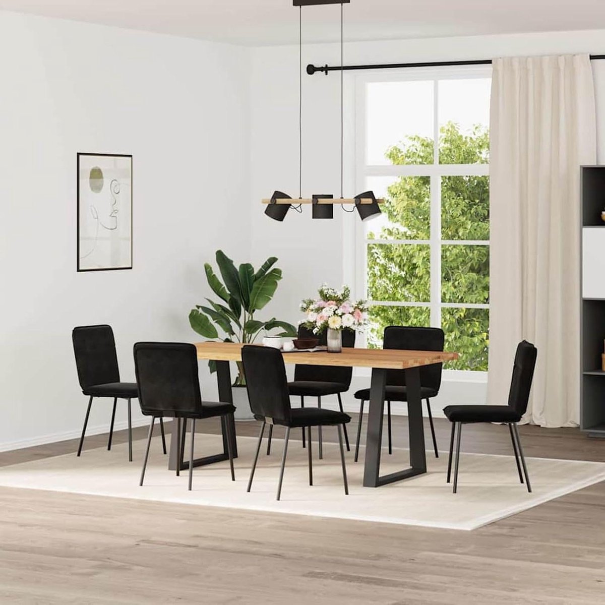Eetkamerstoelen - Stoelen Set - Comfortabel Zitten - Dikke Schuimvulling - 47 cm Zithoogte - Zwart