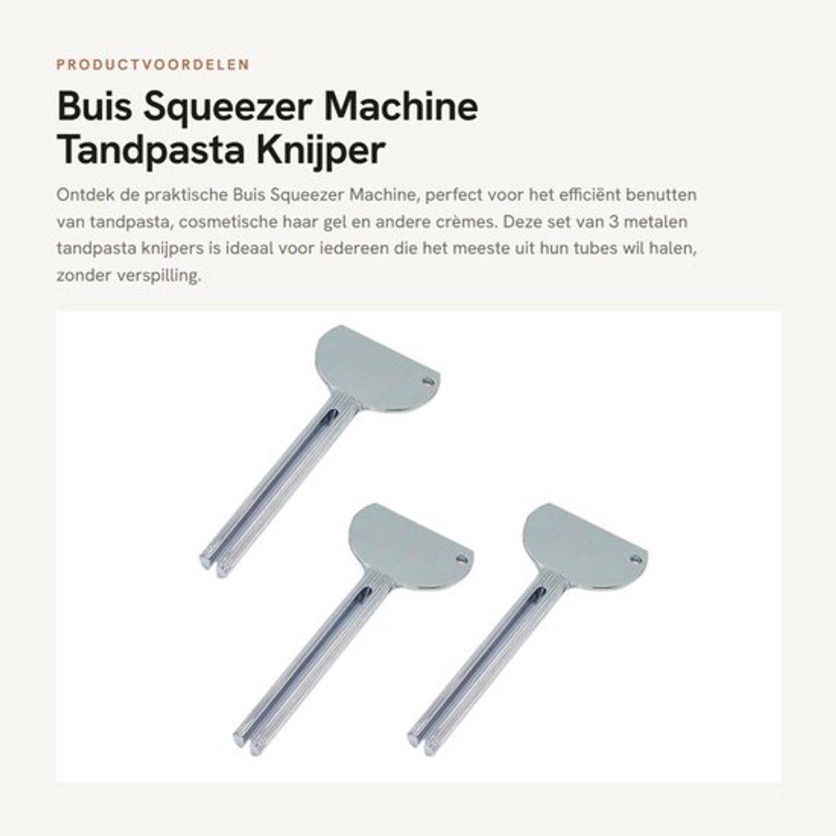 Buis Squeezer - 3 Stuks - Metalen Tandpasta Dispenser - Duurzaam Ontwerp - Geschikt voor Crèmes - Vermindert Afval - 84x37mm - Tandpasta Knijper