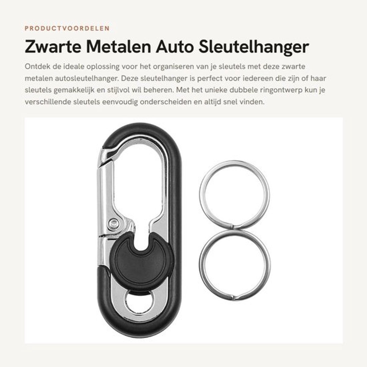 Sleutelhanger Metalen - Dubbele Ring - Auto Sleutelhanger - Gepersonaliseerd - Zwart - 360 Graden Draaiend - Autosleutelhanger