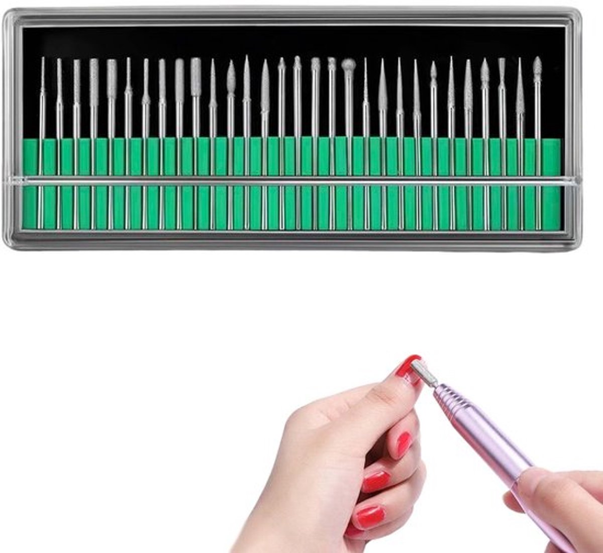 Boorbits Set 30 Stuks - 3mm Schacht - Diverse Vormen voor Graveren/Slijpen/Polijsten - Geschikt voor Steen/Glas/Keramiek - Duurzame Diamantcoating - Inclusief Opbergdoos - Boorset