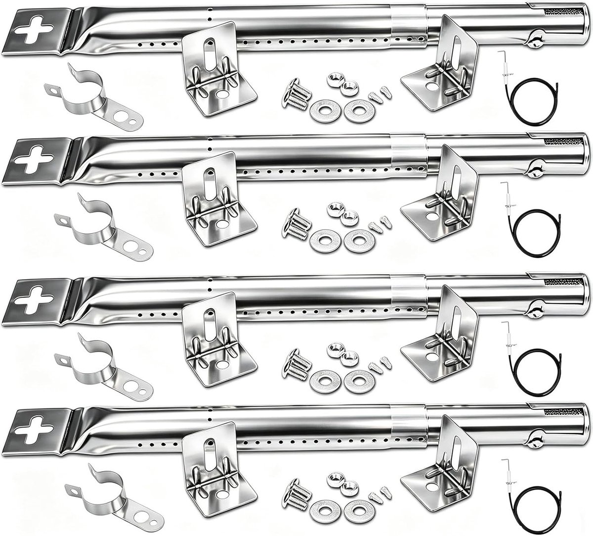 SnelShoppen - Universele GFTIME Branders voor Barbecue 31-45cm, Rvs Warmteschild Vervangingsonderdelen, 4 Stuks, Geschikt voor Camping en Tuin