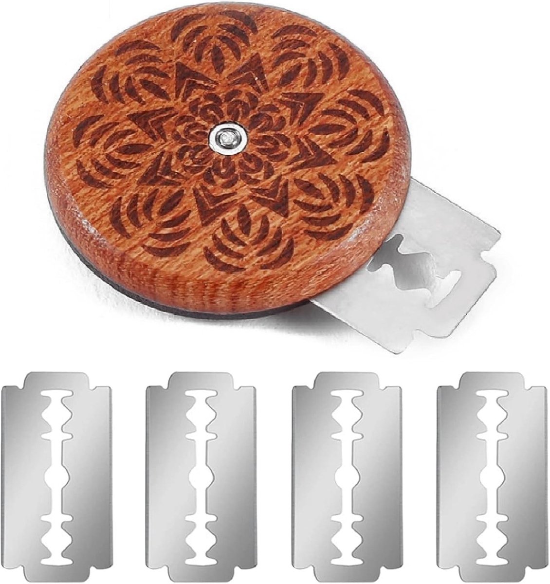 Deegmesje - Hout en Roestvrij Staal - 1 Broodmes met 5 Verwisselbare Messen - Voor Gedetailleerd Brood Snijden en Decoreren