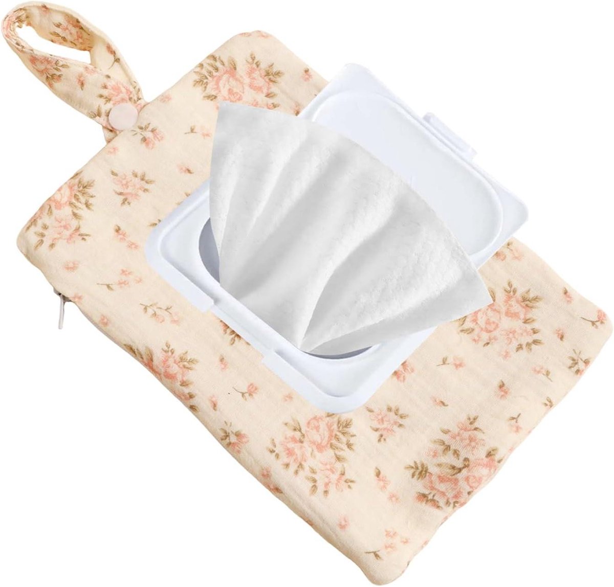 Luierzakdoekjeshouder - Doekjesdispenser - Onderweg - Met riem - 22 x 14 cm - Bloemen