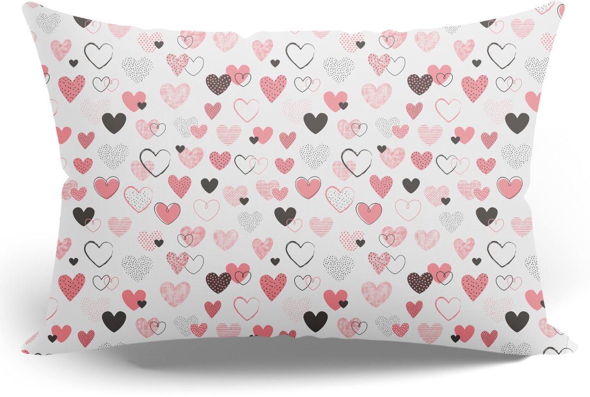 Kopfkussenhoes voor Kinderen 20 x 30 cm, 100% Katoen met Rits, Hartjesmotief