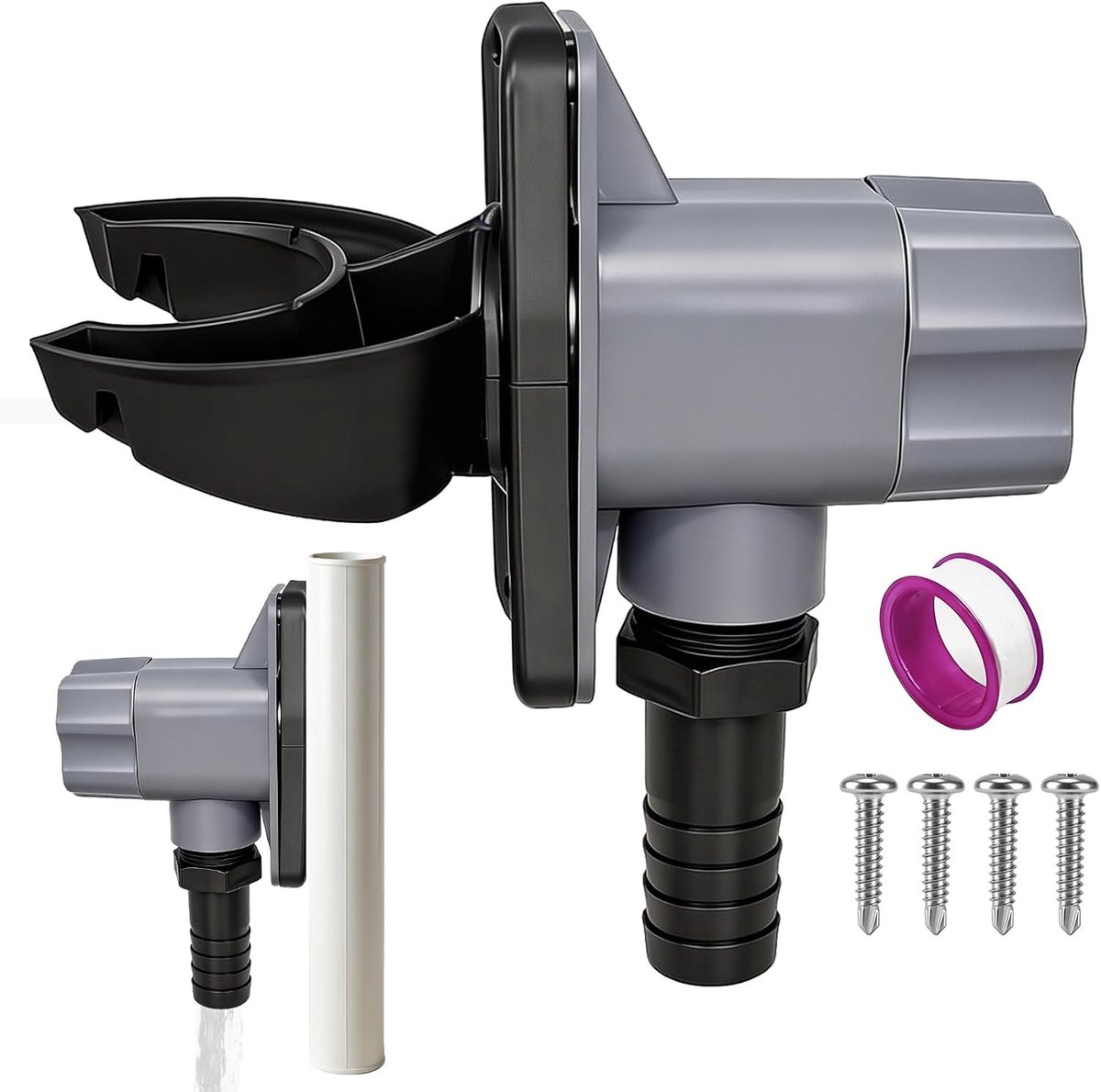 Regenwaterverzamelaar - Grijs - Voor Valbuizen 70-110 mm - PVC met Elastisch Rubber - Voor Huizen en Tuinen