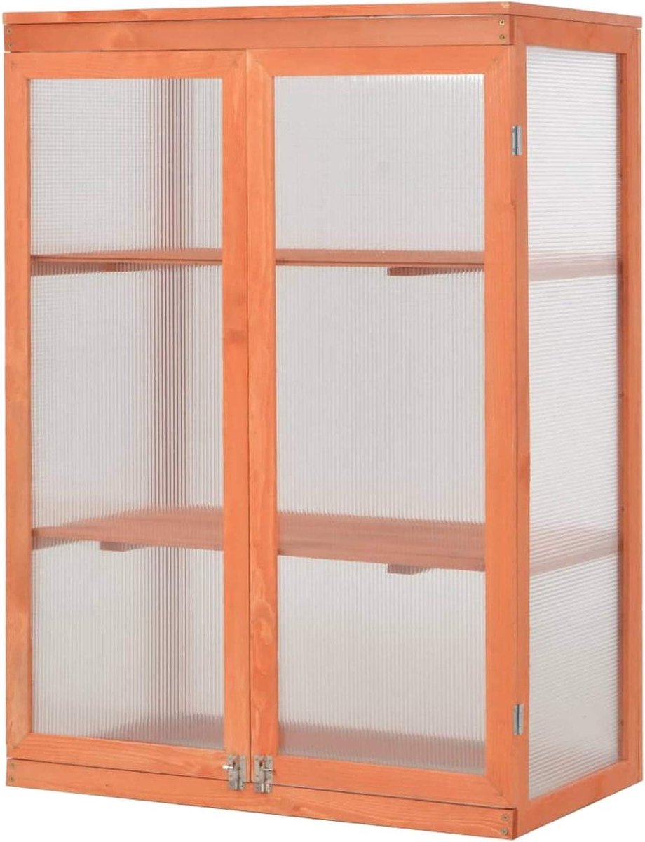 Broeikas Tuin - Kweekkas Hout - Planten Beschermen - Polycarbonaat Hardhout - 75 x 47 x 109 cm - Niet gespecificeerd