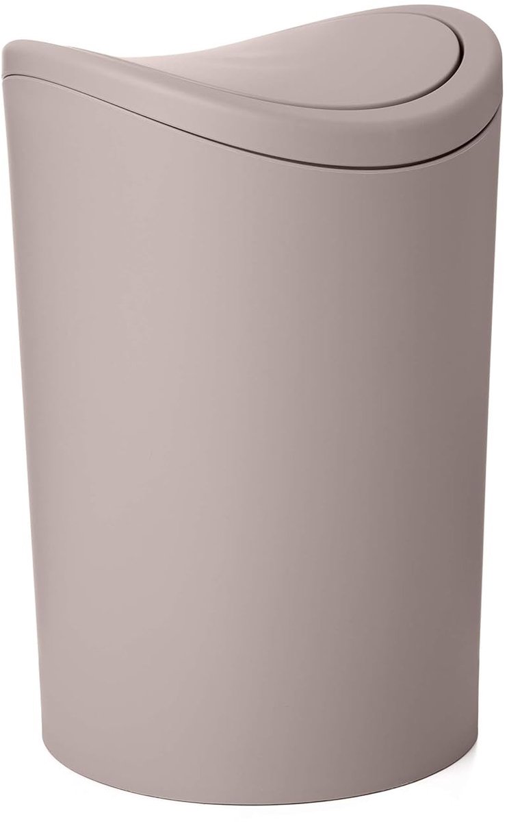 Compostemmer 5 liter - Grijs - 19 x 19 x 28 cm - Kunststof Prullenbak met Schommeldeksel - Voor Badkamergebruik
