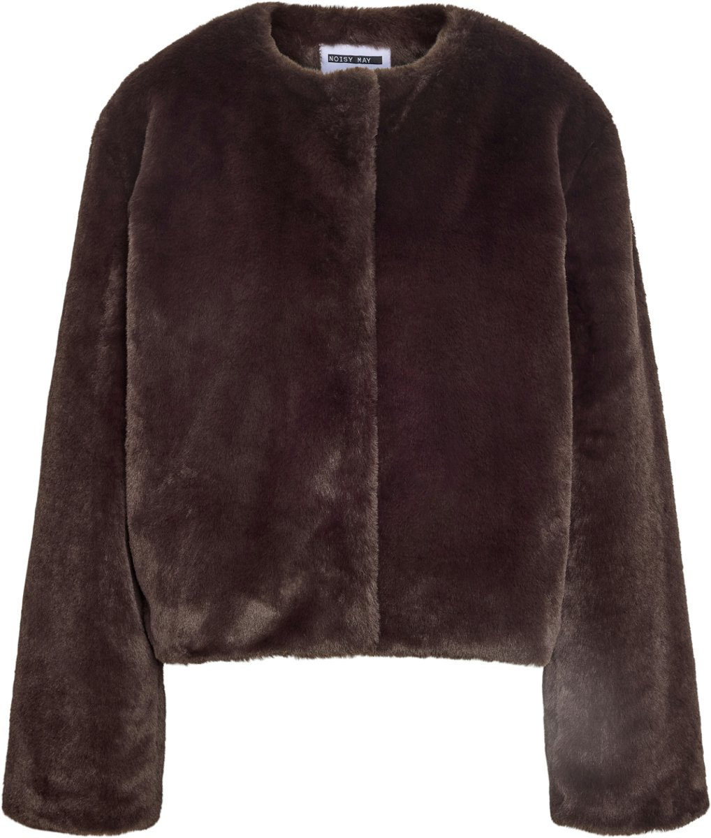 Noisy may Jas Nmtokyo O-neck Short Fur Jacket Dd 27037806 Chocolate Plum Dames Maat - S