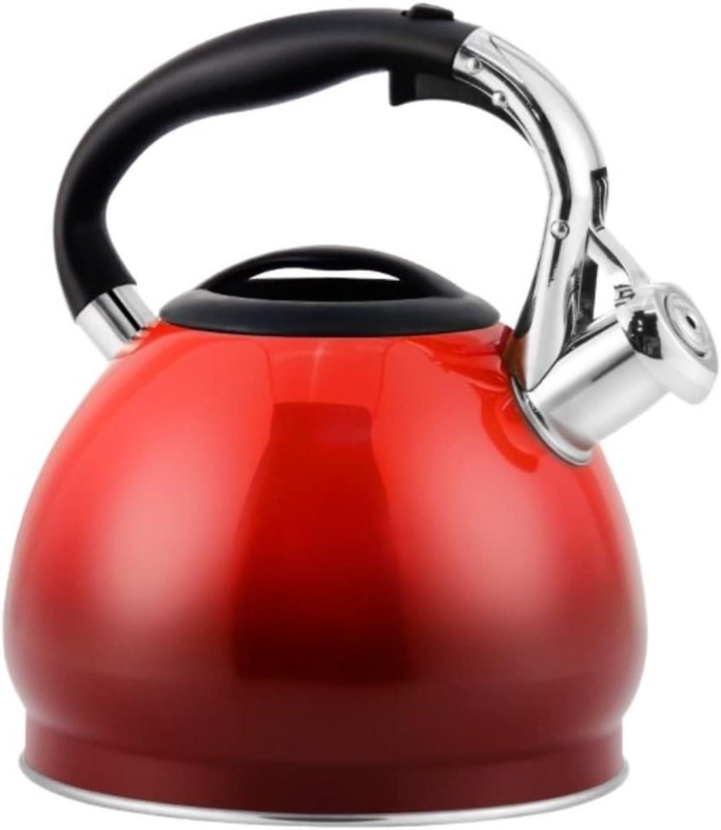 Waterkoker met fluitje - Kookketel - Thee en koffie - Snelle warmtegeleiding - 3 liter - Rood