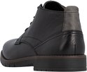 Zwarte Rieker veterboot, achteraanzicht met grijze accenten op de hiel.