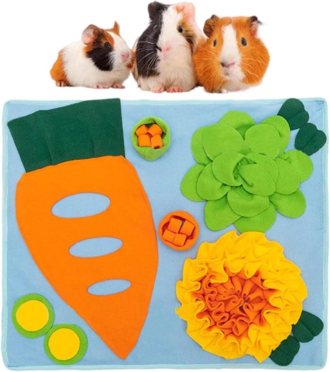 Snuifmat Huisdieren - Voedermat Verstopspel - Huisdier Stimulatie - Zachte Polar Fleece - 60 x 50 cm - Meerkleurig
