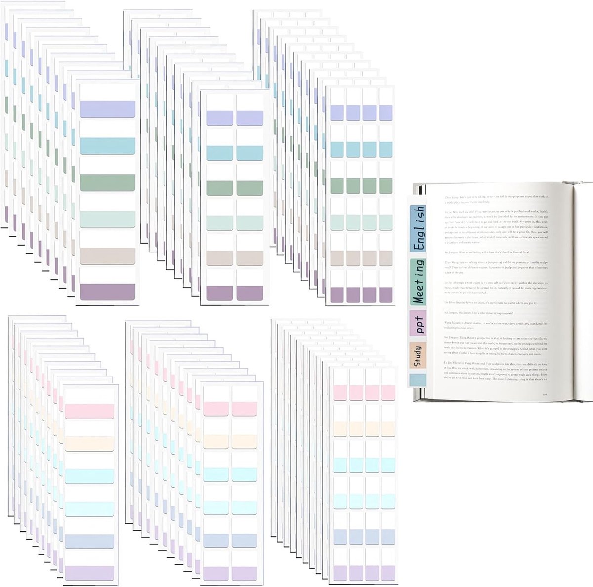 Zelfklevende notitieblaadjes - 840 stuks index tabs set in meerdere kleuren, 3 maten, transparant en schrijfbaar voor kantoor, documenten en studie lezen