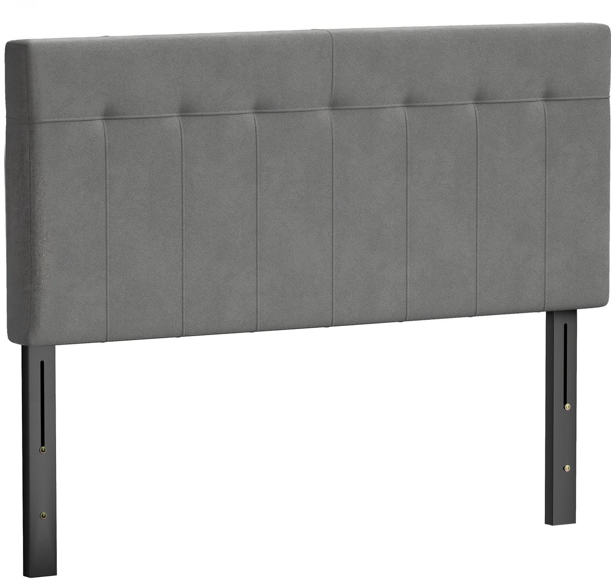 Hoofdbord met 3 hoogteverstellingen - bedhoofdbord met metalen poten - fluweellook voor de slaapkamer - 140x10x106/116/126 cm - grijs