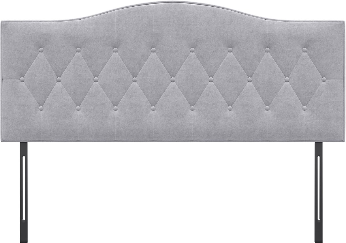 Hoofdbord voor bed - gestoffeerd hoofdbord - bedhoofdbord - rugleuning - bedhoofdbord in grijze populierenfluwelen stof - 185 x 8 x 134 cm