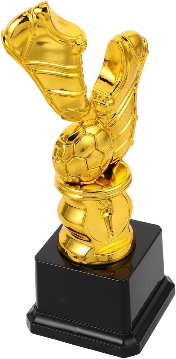 Voetbal Trofee Kinderen - Voetbal Beker Kinderen - Jeugd Voetbal Competities - Gouden Schoen Design - 22 cm Hoog - Goudkleurig