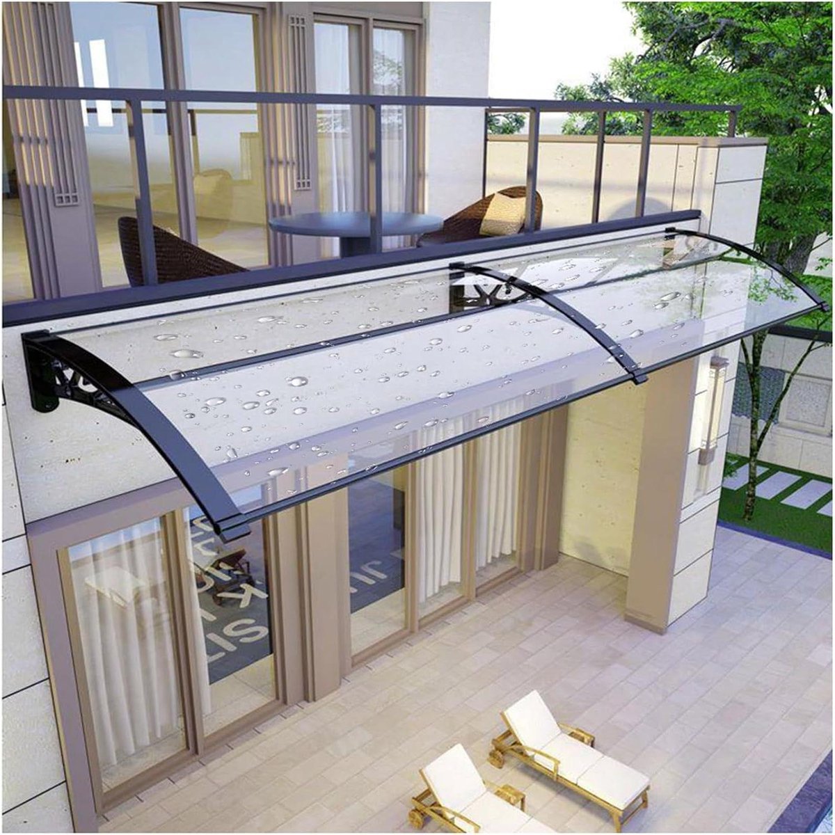 Deurluifel - Regenkap Luifel - Buitenbescherming - Transparant Polycarbonaat - 60 cm diep - Transparant