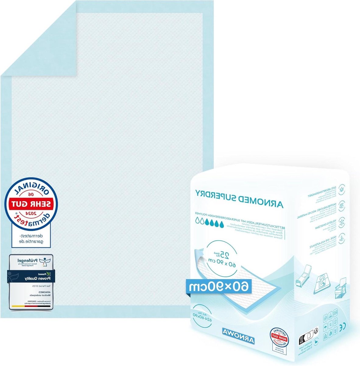 Inlegkruisjes Disposable - Absorberende Matten - Bescherming Bed - Super Absorberend - 60x90 cm - Blauw/Wit