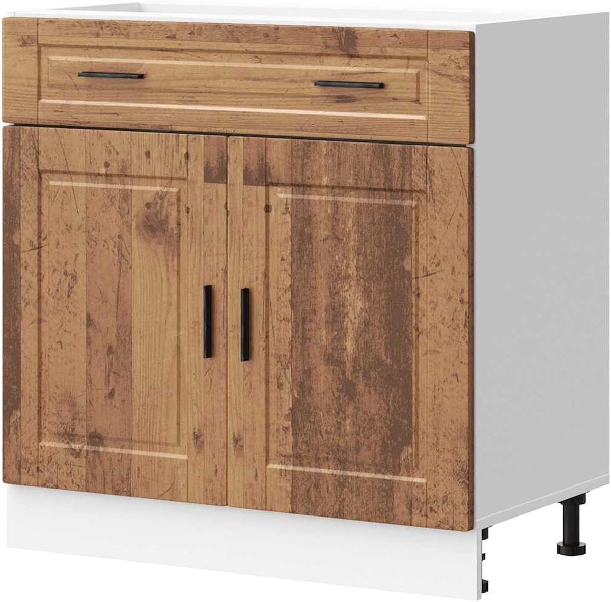 Keukenonderkast - Keukenkast Onderkast - Keuken Organiseren - Duurzaam Houtmateriaal - 80 x 46 x 81.5 cm - Oud Hout
